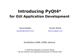Introducing Pyqt4* for GUI Application Development