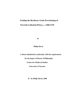 Grain Provisioning of Norwich Cathedral Priory, C. 1280-1370