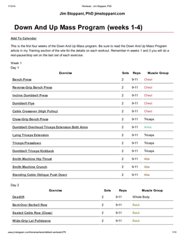 Down and up Mass Program (Weeks 1-4)