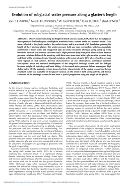 Evolution of Subglacial Water Pressure Along a Glacier's Length