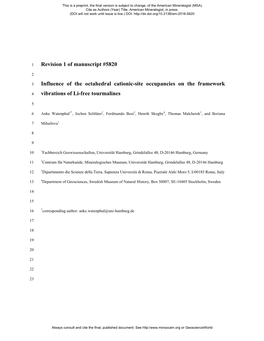 Revision 1 of Manuscript #5820 Influence of the Octahedral Cationic