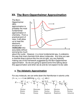 XII. the Born-Oppenheimer Approximation ∑ ∑ ∑