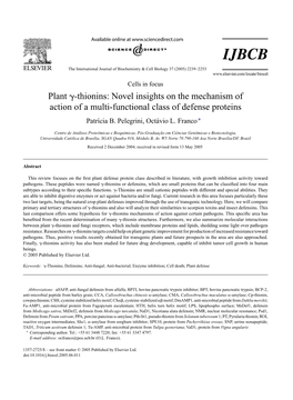 Plant -Thionins: Novel Insights on the Mechanism of Action of a Multi