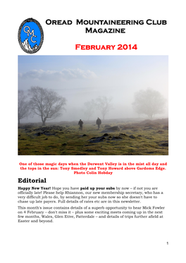 Oread Mountaineering Club Magazine February 2014