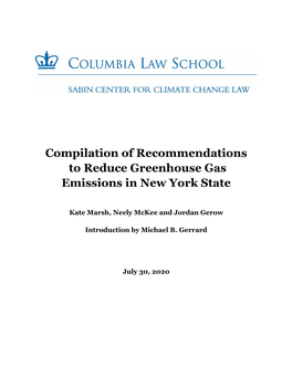 Compilation of Recommendations to Reduce Greenhouse Gas Emissions in New York State