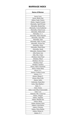 Marriage Index