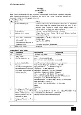 M/S. Narsingh Ispat Ltd. Form