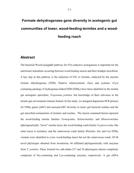 Formate Dehydrogenase Gene Diversity in Acetogenic Gut Communities of Lower, Wood-Feeding Termites and a Wood