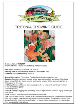 Tritonia Growing Guide.Cdr