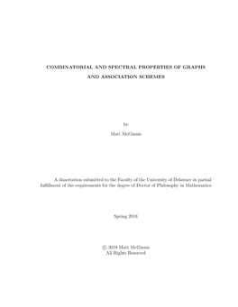 Combinatorial and Spectral Properties of Graphs and Association Schemes