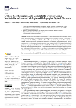 Optical See-Through 2D/3D Compatible Display Using Variable-Focus Lens and Multiplexed Holographic Optical Elements