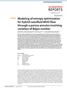 Modeling of Entropy Optimization for Hybrid Nanofluid MHD Flow Through