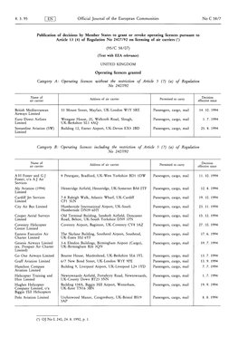 Operating Licences Including the Restriction of Article 5 (7) (A) of Regulation No 2407 92