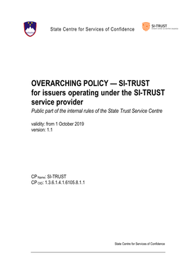 SI-TRUST for Issuers Operating Under the SI-TRUST Service Provider