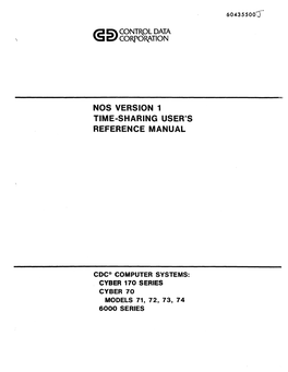Nos Version 1 Time-Sharing User's Reference Manual