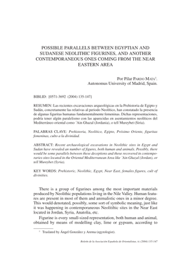 Possible Parallels Between Egyptian and Sudanese Neolithic Figurines, and Another Contemporaneous Ones Coming from the Near Eastern Area