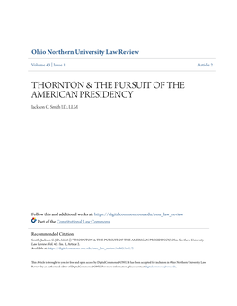 Thornton & the Pursuit of the American Presidency