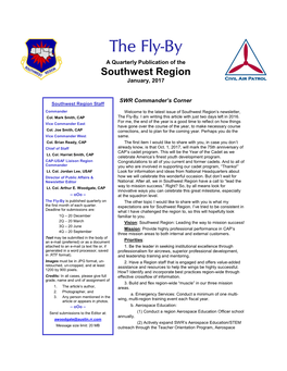 The Fly-By a Quarterly Publication of the Southwest Region January, 2017