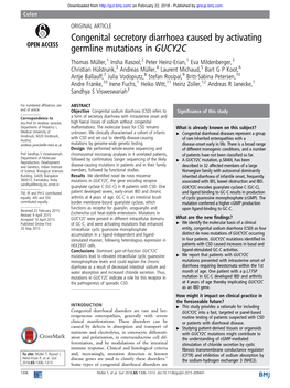 Congenital Secretory Diarrhoea Caused by Activating Germline