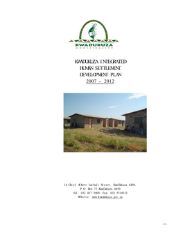 Kwadukuza Integrated Human Settlement Development Plan 2007 - 2012