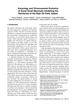 Karyology and Chromosomal Evolution of Some Small Mammals Inhabiting the Rainforest of the Rabi Oil Field, Gabon