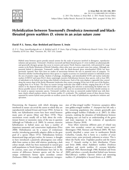 Hybridization Between Townsend's Dendroica Townsendi And