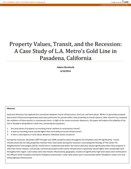 Property Values, Transit, and the Recession: a Case Study of L.A