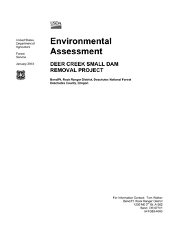 Environmental Assessment in Compliance with the National Environmental Policy Act (NEPA) and Other Relevant Federal and State Laws and Regulations