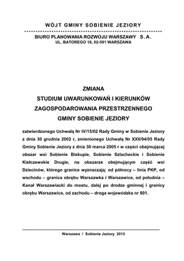 Zmiana Studium Uwarunkowań I Kierunków