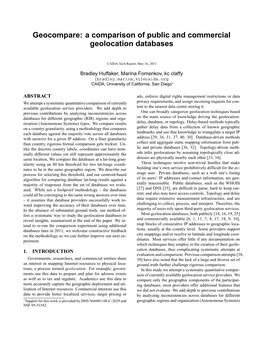 Geocompare: a Comparison of Public and Commercial Geolocation Databases