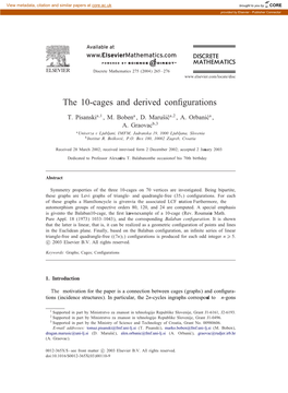 The 10-Cages and Derived Configurations