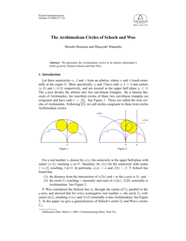 The Archimedean Circles of Schoch and Woo