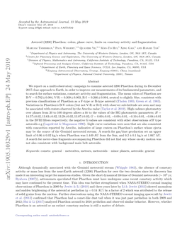 Asteroid (3200) Phaethon: Colors, Phase Curve, Limits on Cometary Activity and Fragmentation