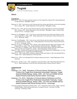 Anderson, C.A. 2009. Estimation of Chinook Salmon Distribution And