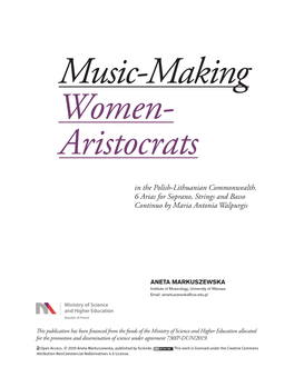 In the Polish-Lithuanian Commonwealth. 6 Arias for ­Soprano, Strings and Basso Continuo by ­Maria Antonia Walpurgis