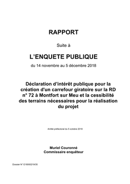 Rapport DUP Et Cessibilité