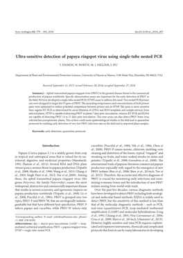 Ultra-Sensitive Detection of Papaya Ringspot Virus Using Single-Tube Nested PCR