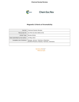 Magnetic Criteria of Aromaticity