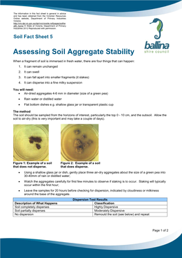 Assessing Soil Aggregate Stability