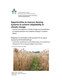 Opportunities to Improve Farming Systems to Achieve Adaptability To