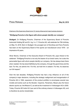 Press Release May 04, 2018