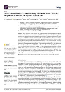 Cell-Permeable Oct4 Gene Delivery Enhances Stem Cell-Like Properties of Mouse Embryonic Fibroblasts