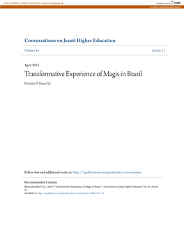 Transformative Experience of Magis in Brazil Brendan P