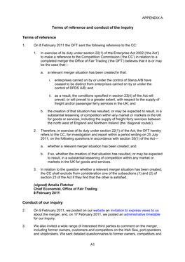 Stena/DFDS Merger Appendices & Glossary