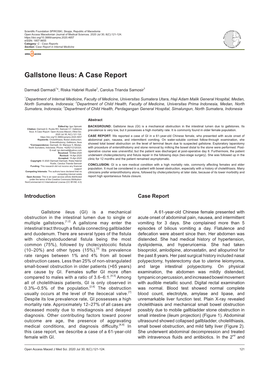 Gallstone Ileus: a Case Report