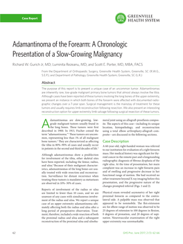 Adamantinoma of the Forearm: a Chronologic Presentation of a Slow-Growing Malignancy