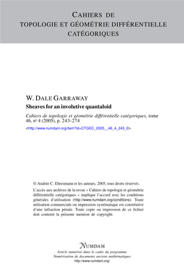 Sheaves for an Involutive Quantaloid Cahiers De Topologie Et Géométrie Différentielle Catégoriques, Tome 46, No 4 (2005), P