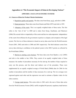 Appendices to “The Economic Impact of Islam in Developing Nations”