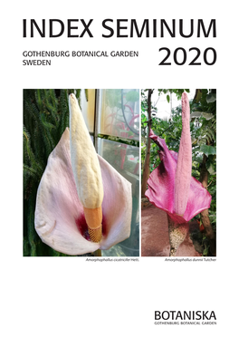 INDEX SEMINUM 2020 Gothenburg Botanical Garden, Sweden