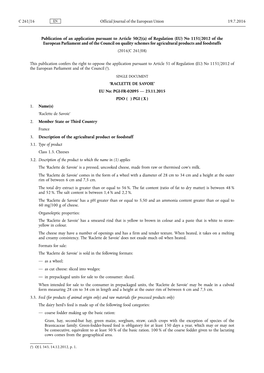 A) of Regulation (EU) No 1151 /2012 of the European Parliament and of the Council on Quality Schemes for Agricultural Products and Foodstuffs (2016/C 261/08